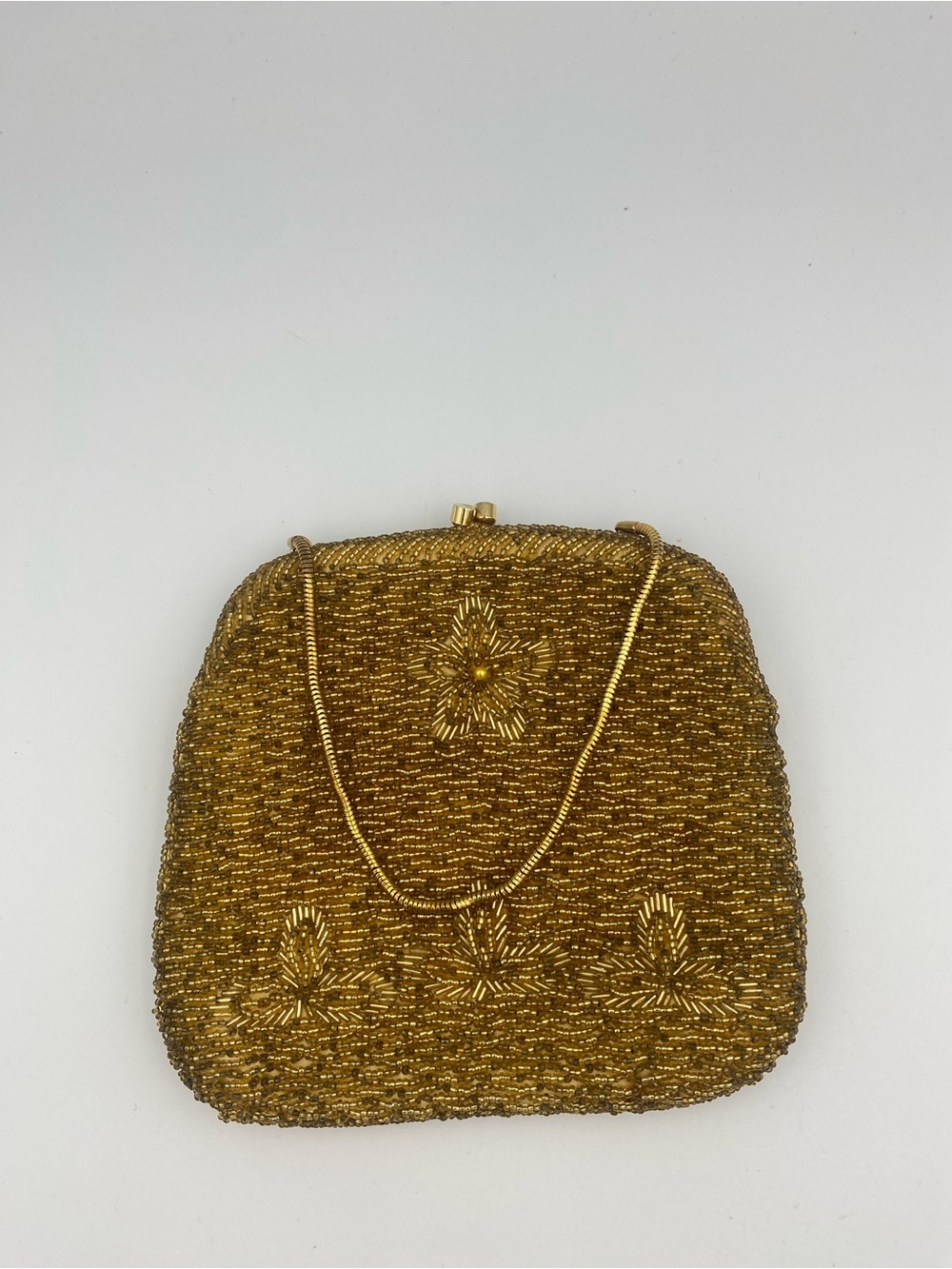 Vintage Gold Beaded Evening Clutch